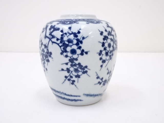 中国風　呉須白梅茶壺　共箱　蓋込高さ16.5㎝　東Y5-0413②タトチ Amazon.co.jp: 茶壺 中国風 呉須白梅飾壺 茶筒茶道具 共箱